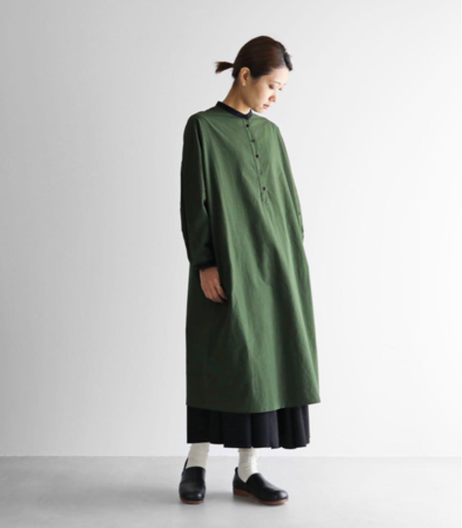 huis ワンピース　バンドカラー　遠州織物　HUIS