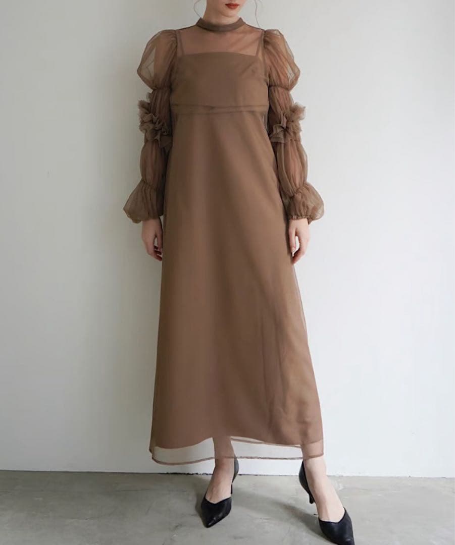 acka tulle sheer one-piece ブラウン サイズ2