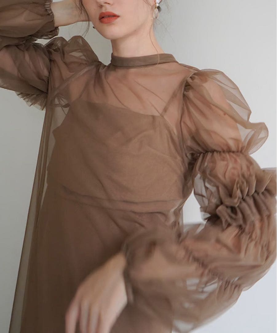 acka tulle sheer one-piece ブラウン サイズ2