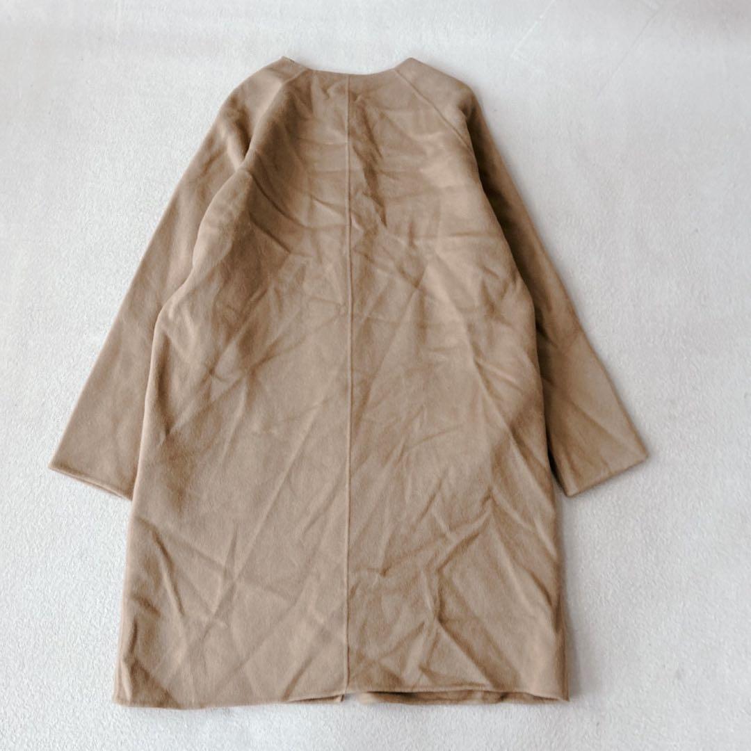 近年✨セオリー　リバーコート　ダブルフェイス　カシミヤ ノーカラー　キャメル　S