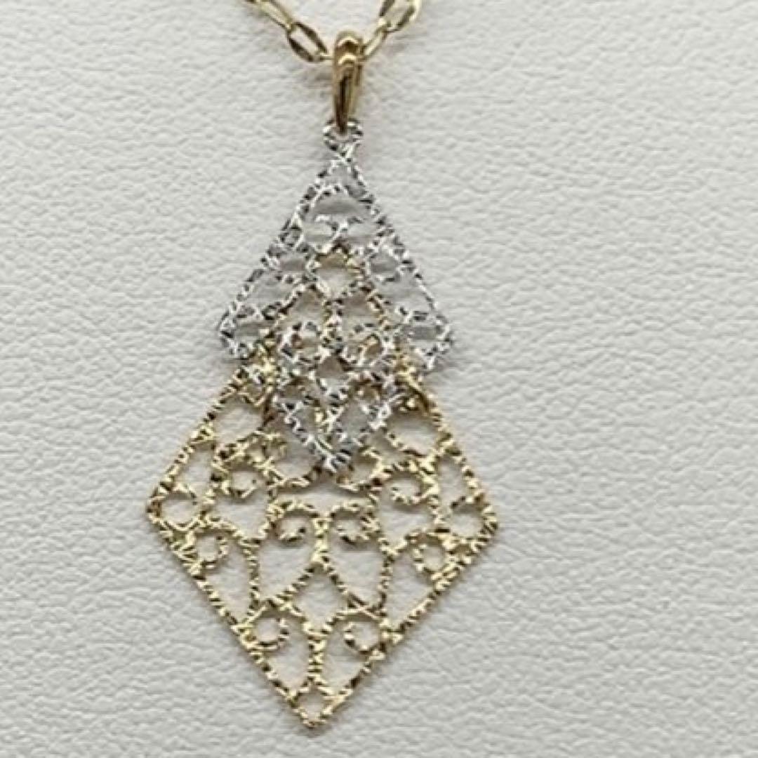 18金 k18 コンビカラー　透かし模様　リバーシブル　ペンダントトップ