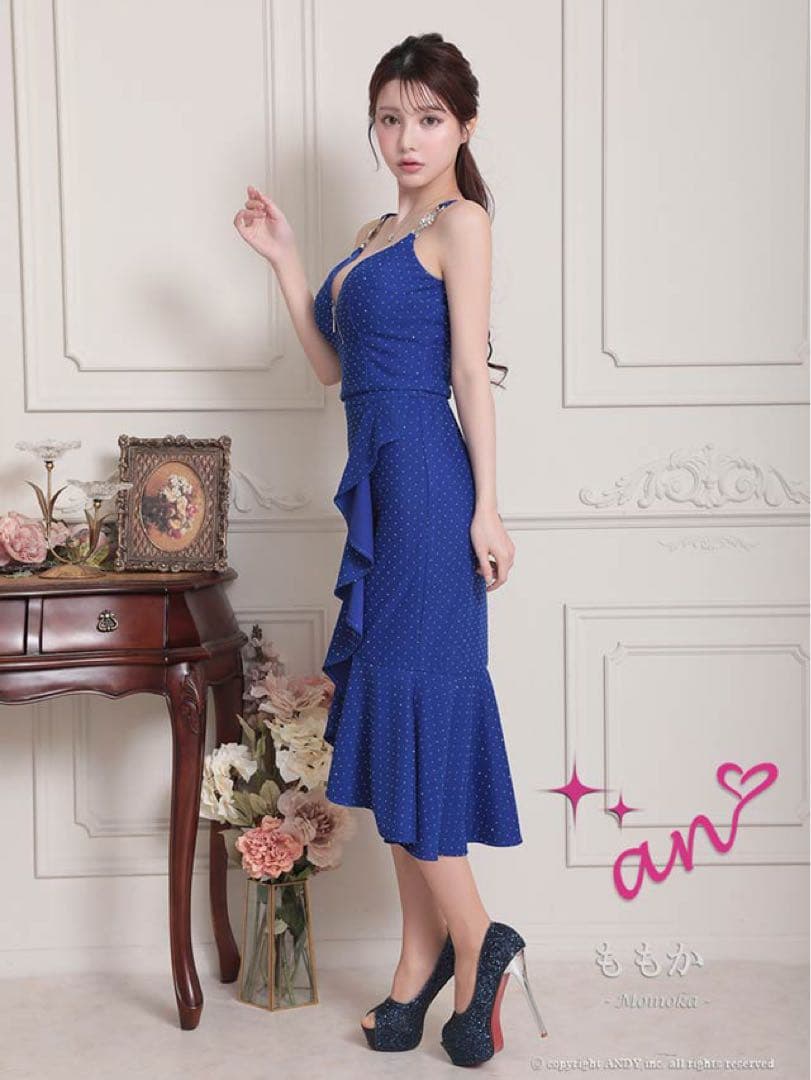 【an✨️美品】フロントジップビジュードットスタッズフリルマーメイドセットアップ