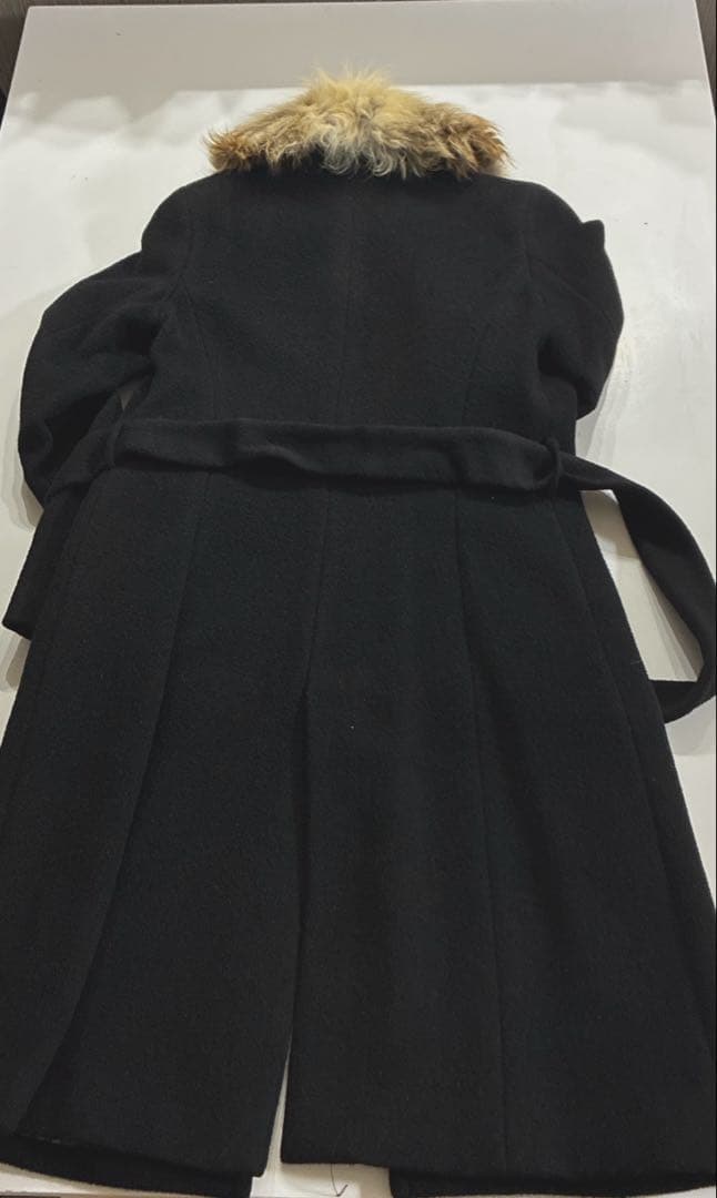 美品　バーバリーブルーレーベル　ロングコート　アンゴラ　ノバチェック　ファー　黒