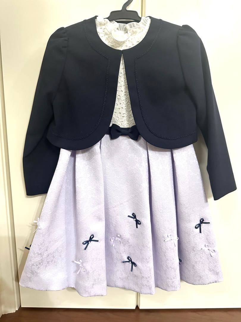 CHOPIN ジャケット付きワンピース ネイビー、白/ラベンダー　120