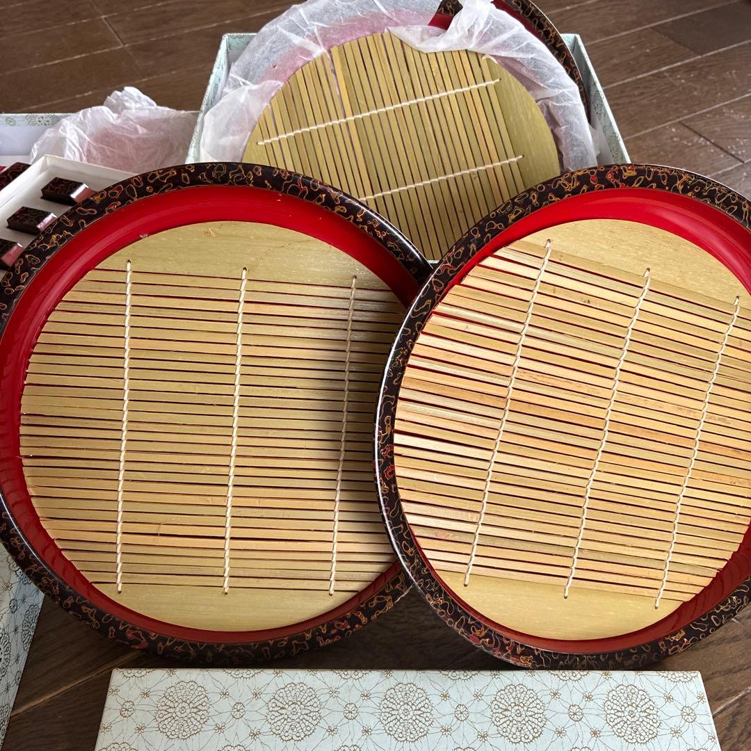 値下げ！津軽塗　蕎麦皿セット　（箸置き、おしぼり置き）