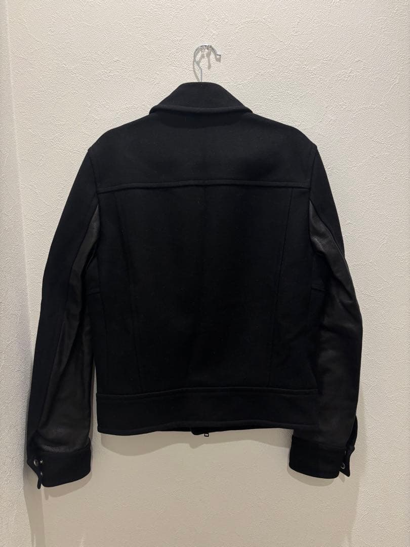 グッチ GUCCI メルトンウール袖レザー 切替ミリタリージャケット