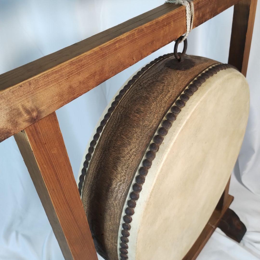 和太鼓 平太鼓 平胴太鼓 鳥居台付き 約38cm 和楽器