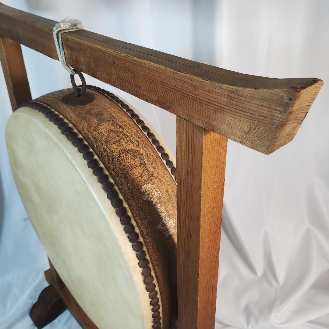 和太鼓 平太鼓 平胴太鼓 鳥居台付き 約38cm 和楽器