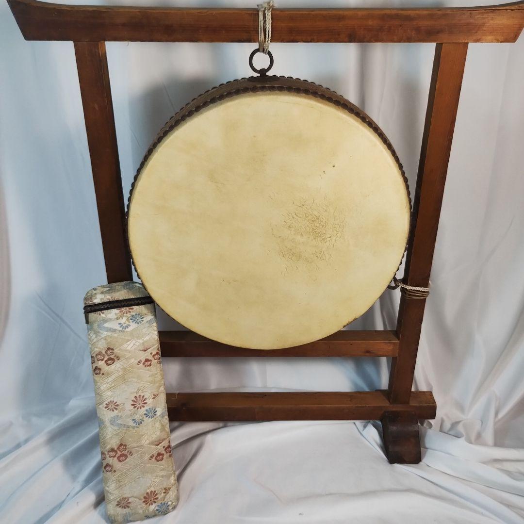 和太鼓 平太鼓 平胴太鼓 鳥居台付き 約38cm 和楽器