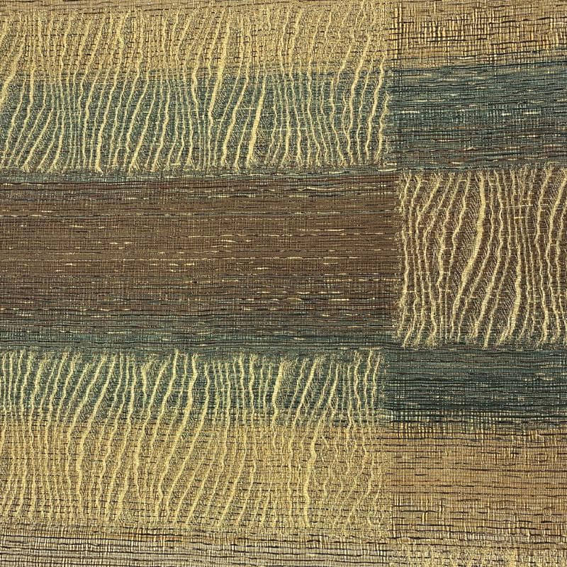 601my59◇虹彩 本泥染 横段 石畳 錦糸 全通 袋帯◇美品