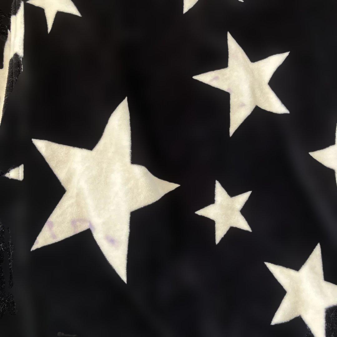 パーリーゲイツジャケットブルゾン黒/白星柄 ベロア調レディースO/ Sサイズ