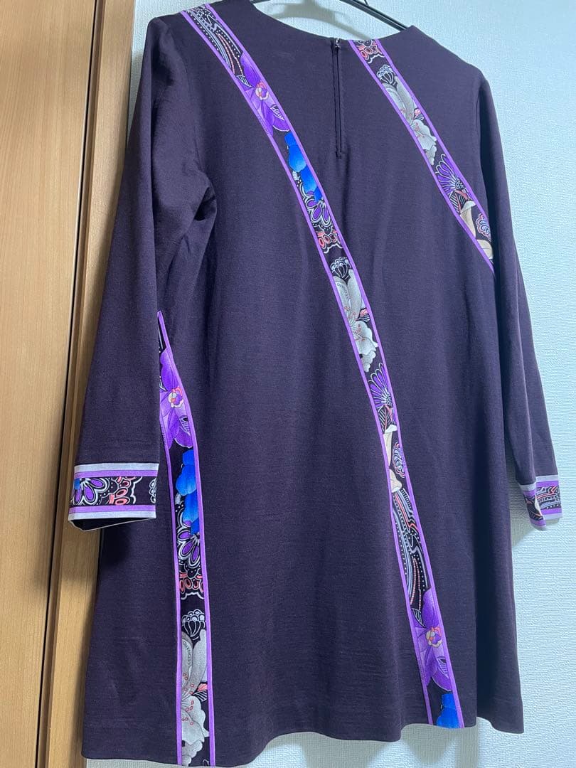 レオナール LEONARD 長袖ニット　チュニック　42パープル