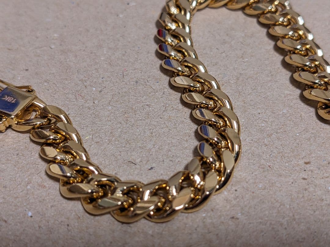 【21.5cm】【8mm】【18K刻印】【Miami Cuban】ブレスレット