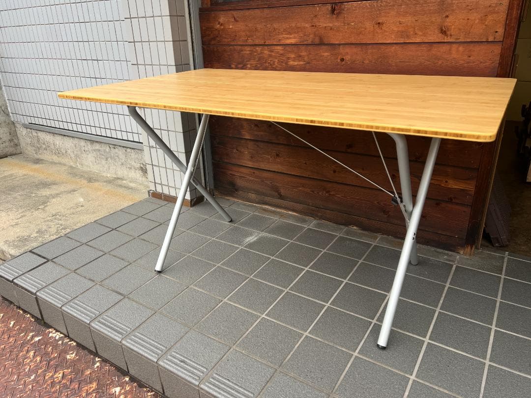 （美品）ワンアクションテーブルロング竹