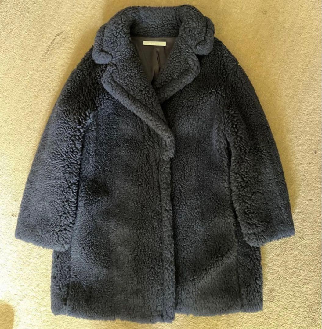 セオリーリュクス★ネイビー ボア パイルチェスターコート テディベアコート