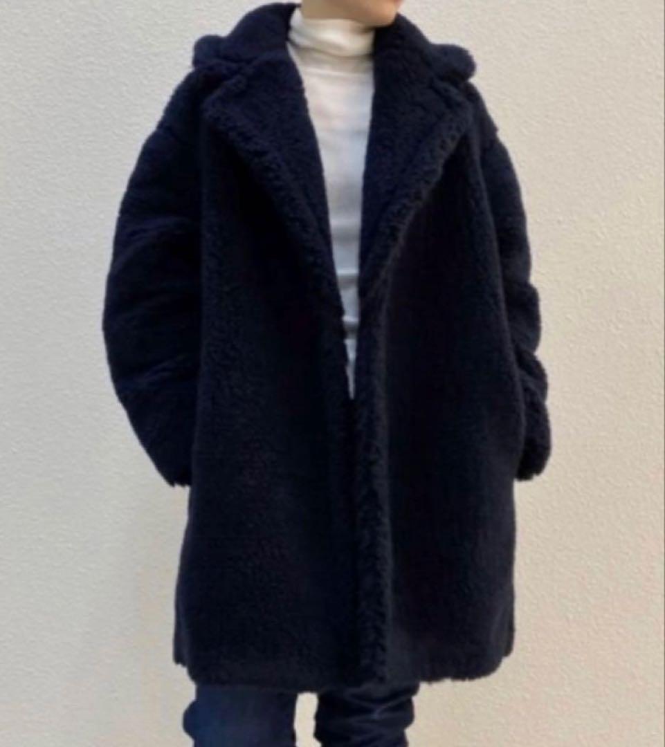セオリーリュクス★ネイビー ボア パイルチェスターコート テディベアコート