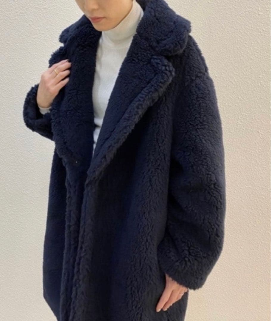 セオリーリュクス★ネイビー ボア パイルチェスターコート テディベアコート