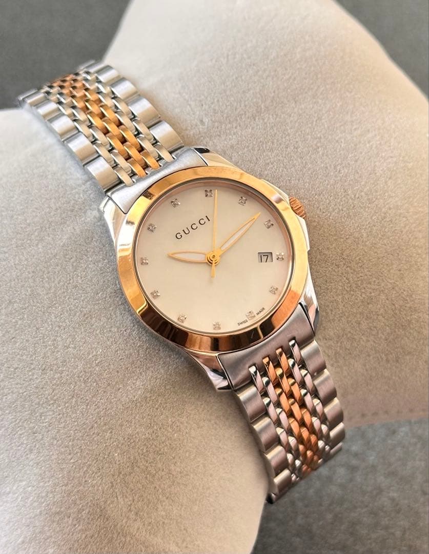 稼動 GUCCI 126.5 Gタイムレス レディース ゴールド 12Pダイヤ