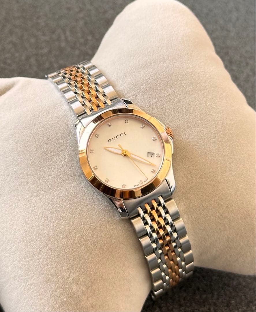 稼動 GUCCI 126.5 Gタイムレス レディース ゴールド 12Pダイヤ