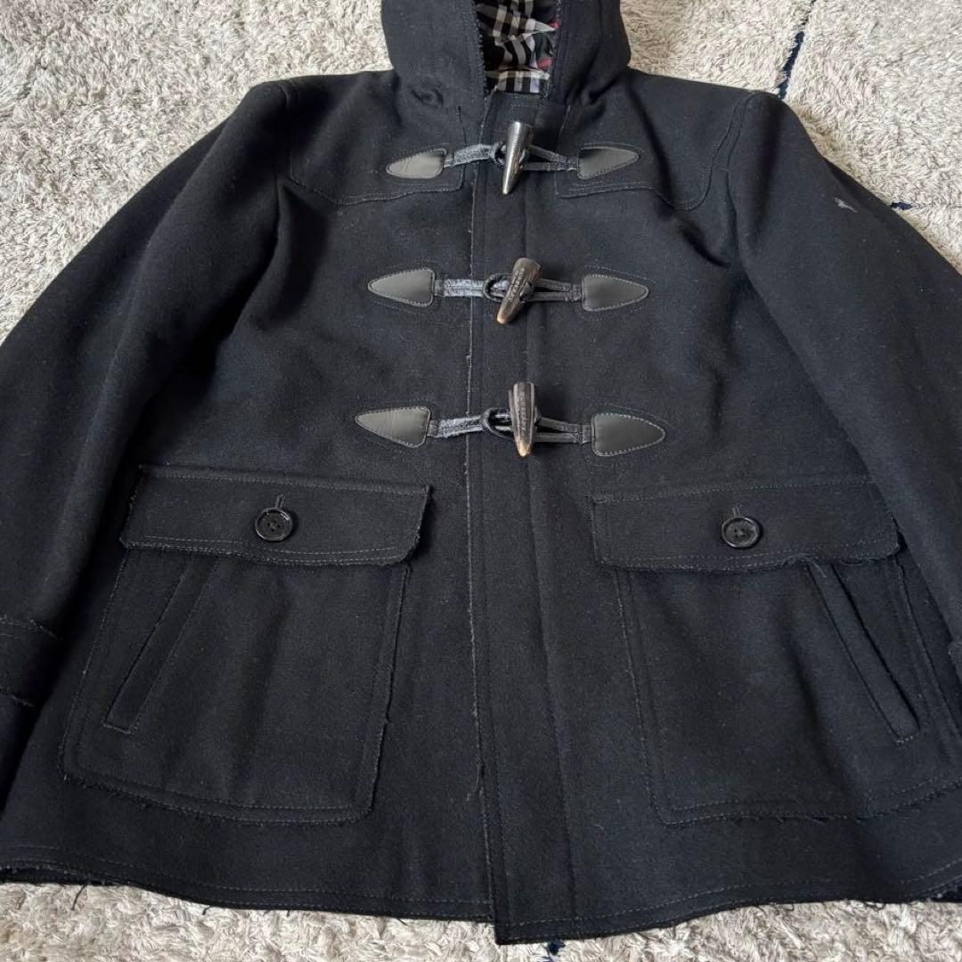 バーバリーブラックレーベル　ダッフルコート　加工　ロゴ刺繍　キルティング　Ｌ