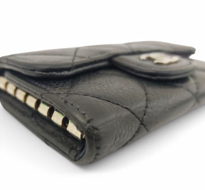 シャネル　キーケース 6連 マトラッセ　キャビアスキン ココマーク　ブラック