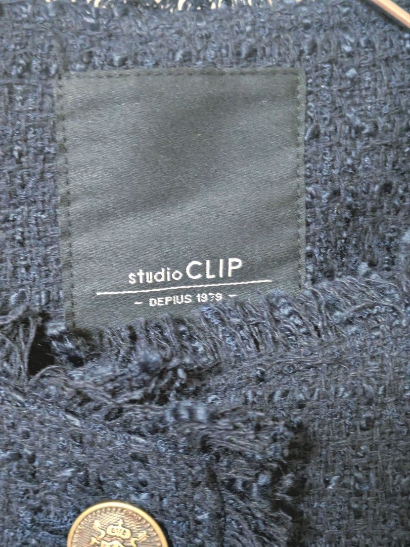 【studio CLIP】ドルマンツイードジャケット ネイビー