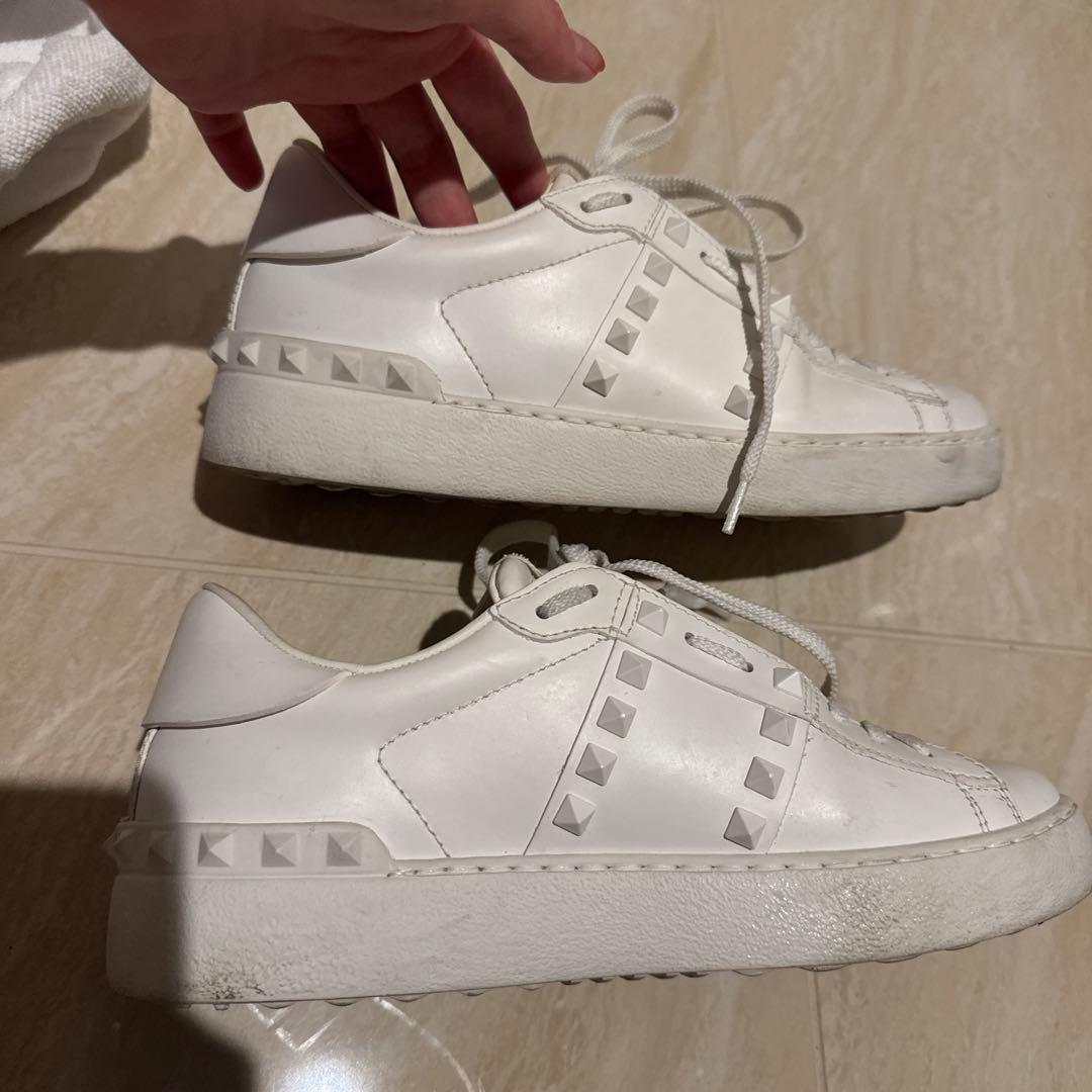 (ASK)Valentiono ロックスタッズホワイトレザーシューズ 37