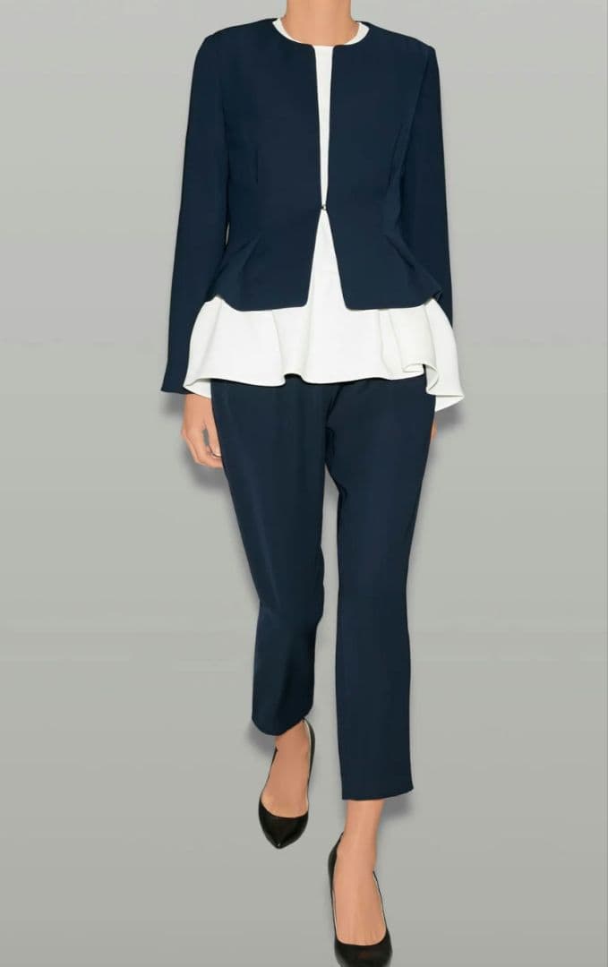 専用　　YOKO CHAN ノーカラージャケット ネイビー 36