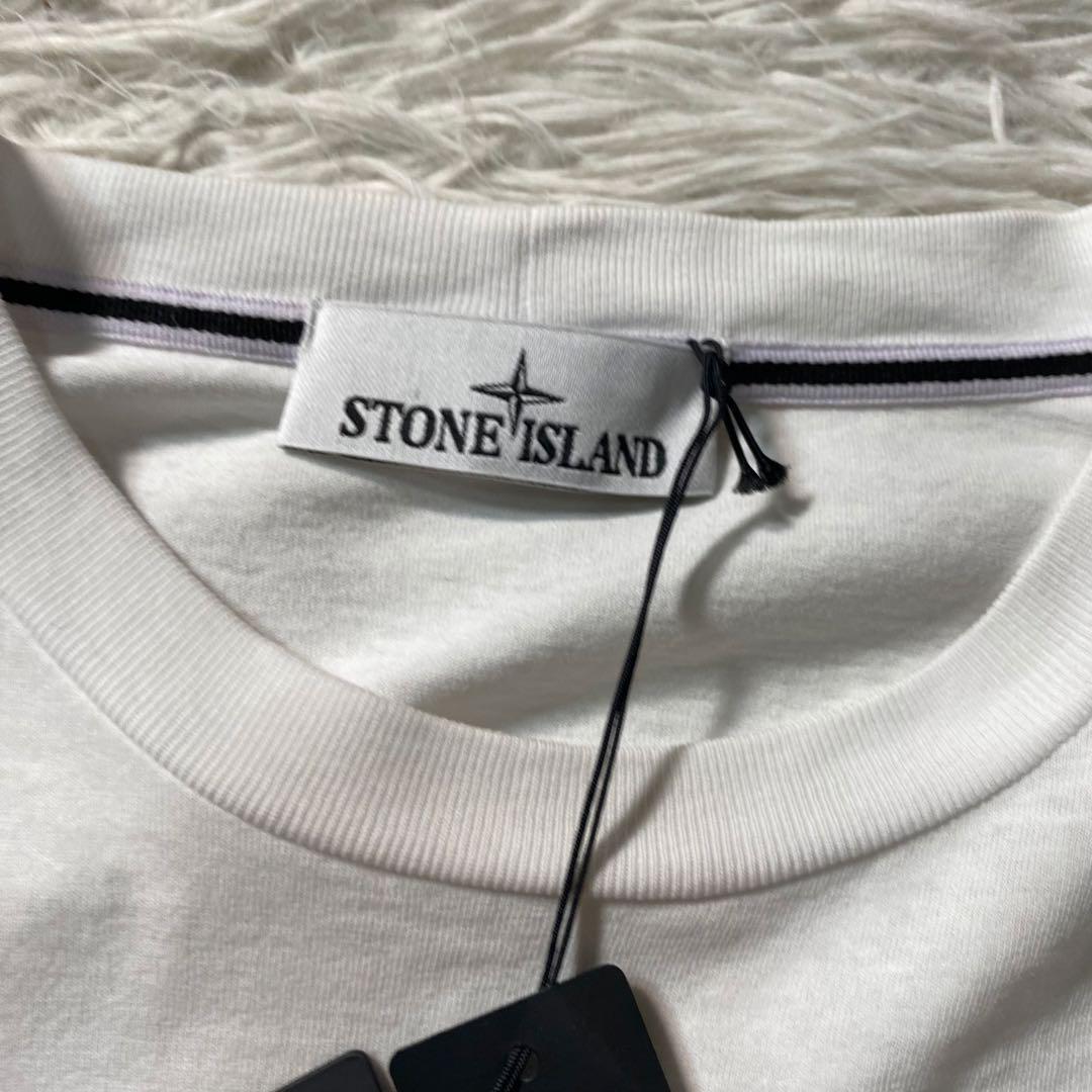 【新品未使用】ストーンアイランド　Tシャツ　プリント　ボックスロゴ　タグ付き　L