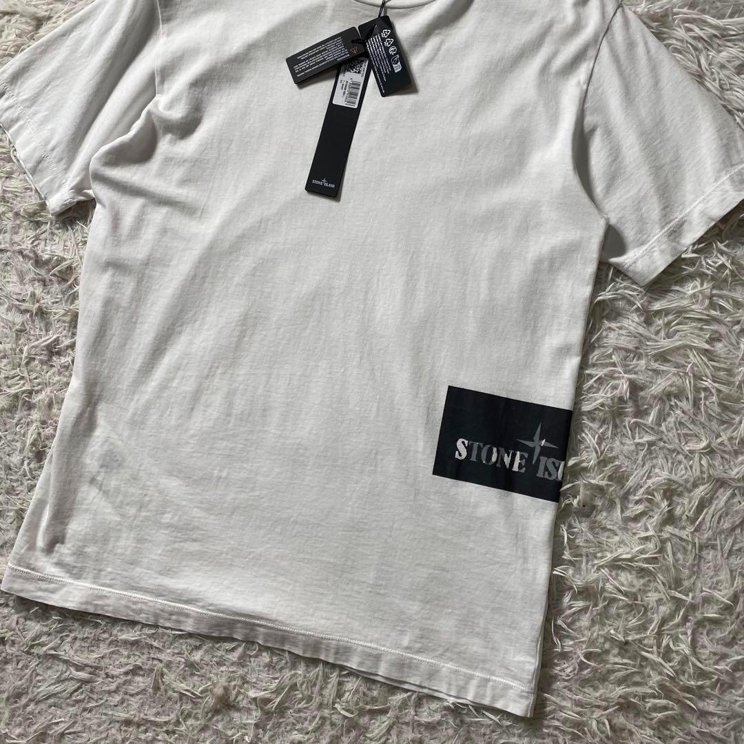 【新品未使用】ストーンアイランド　Tシャツ　プリント　ボックスロゴ　タグ付き　L