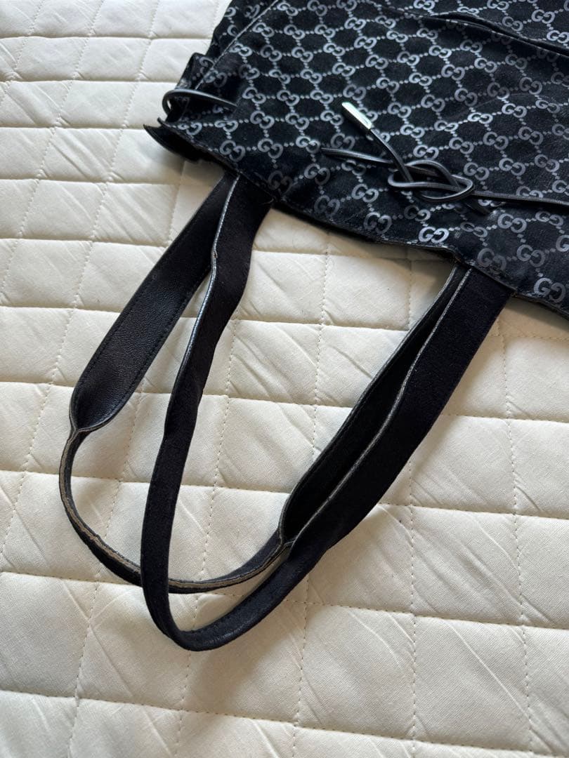 GUCCI グッチ ハンド トート バッグ GG レディース ブラック リボン