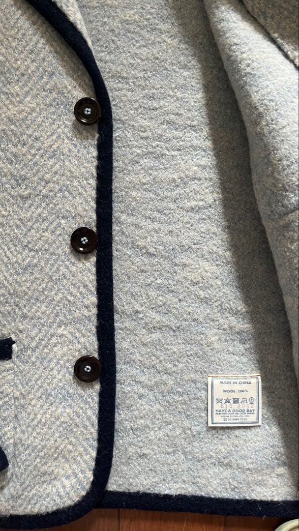 あ*れ様 【美品】45R ウール100%混柄ニットジャケット ヘリンボーン×千鳥