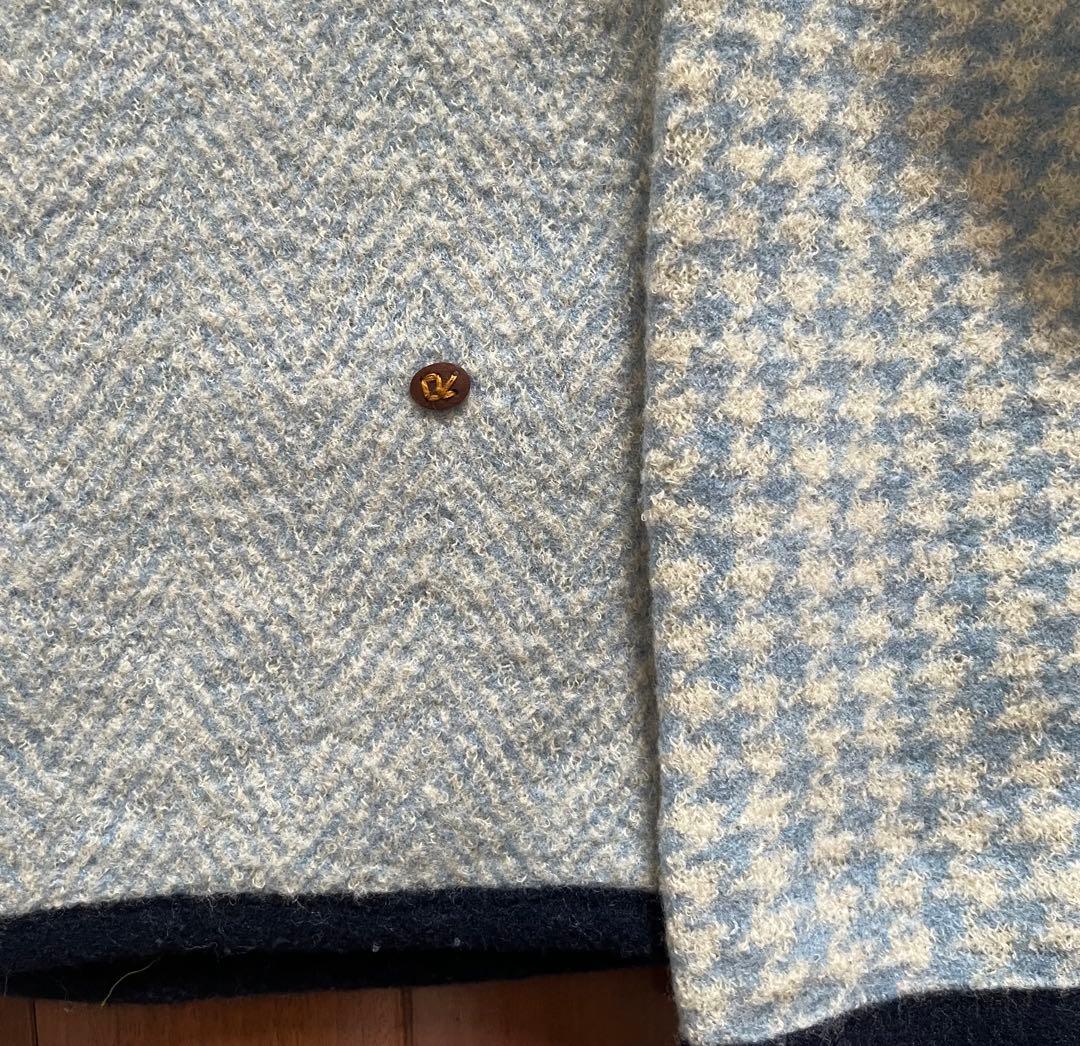 あ*れ様 【美品】45R ウール100%混柄ニットジャケット ヘリンボーン×千鳥