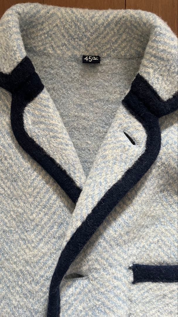 あ*れ様 【美品】45R ウール100%混柄ニットジャケット ヘリンボーン×千鳥