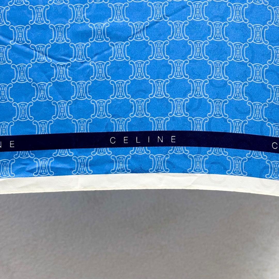 未使用級 CELINE セリーヌ マカダム柄 折り畳み傘 ブルー