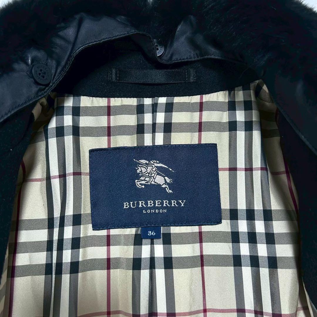 BURBERRYLONDON ショートコート ノバチェック ラビットファー 36