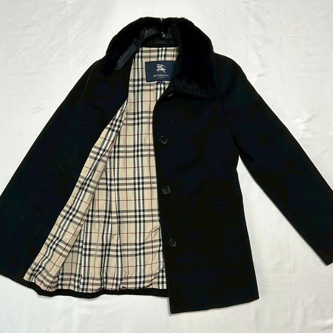 BURBERRYLONDON ショートコート ノバチェック ラビットファー 36