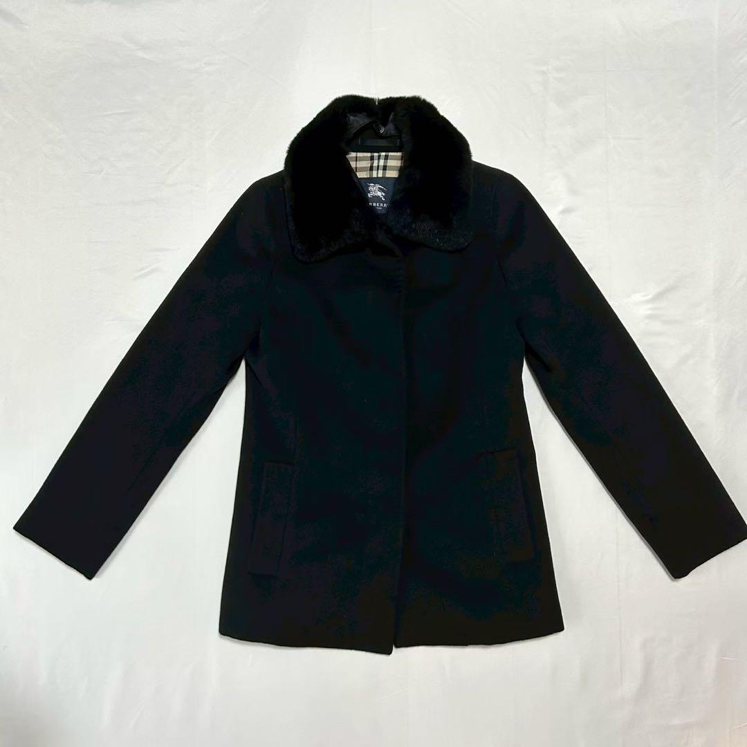 BURBERRYLONDON ショートコート ノバチェック ラビットファー 36