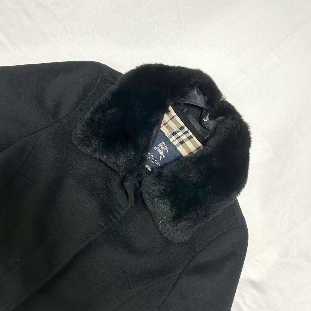 BURBERRYLONDON ショートコート ノバチェック ラビットファー 36