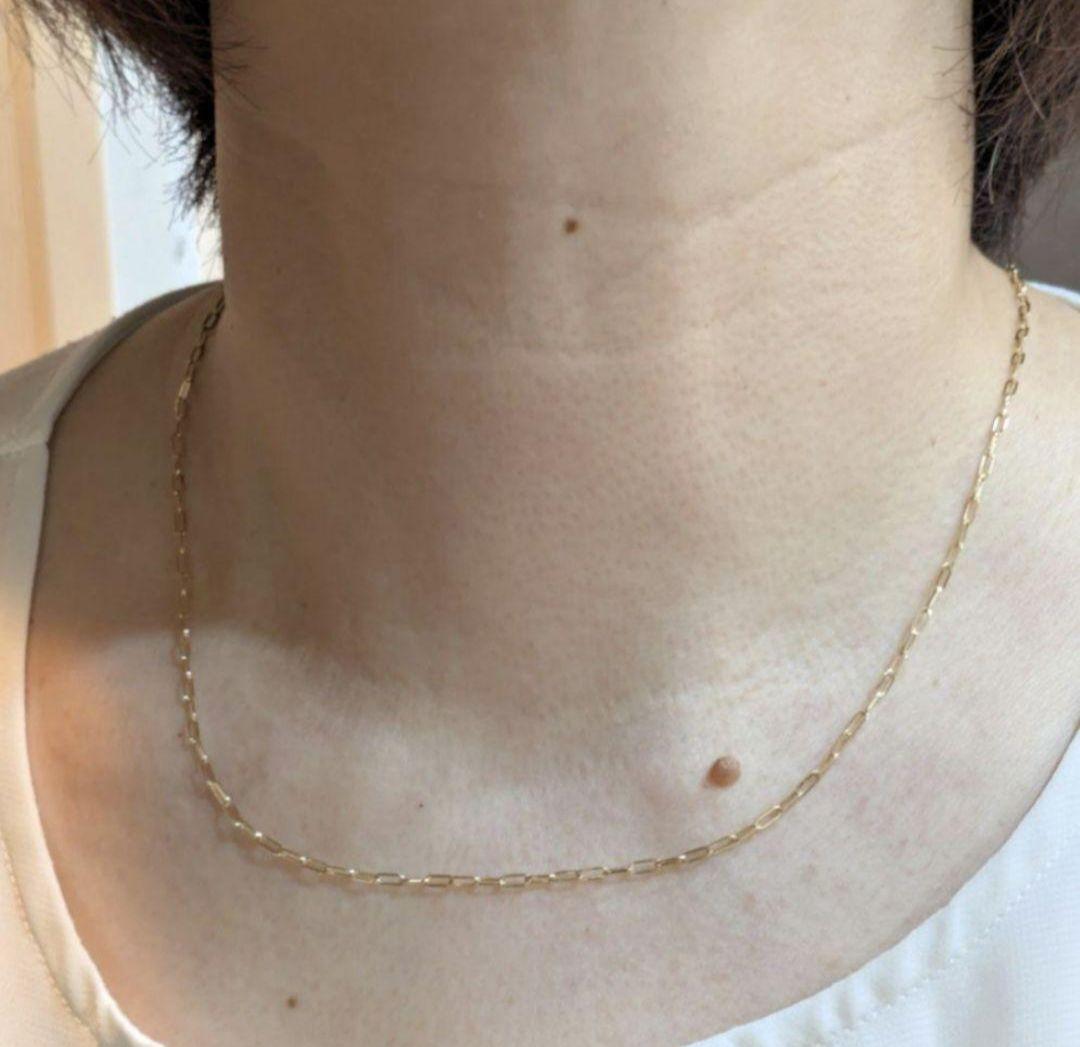 【最安値】K18 18金 18k YG ペーパークリップ ネックレス 45cm