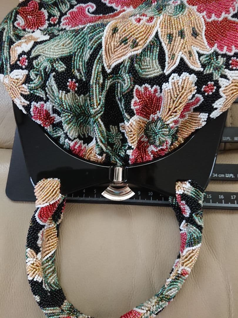 花柄ビーズ刺繍 パーティーバッグ 和装バッグ 成人式 結婚式 ビーズバッグ