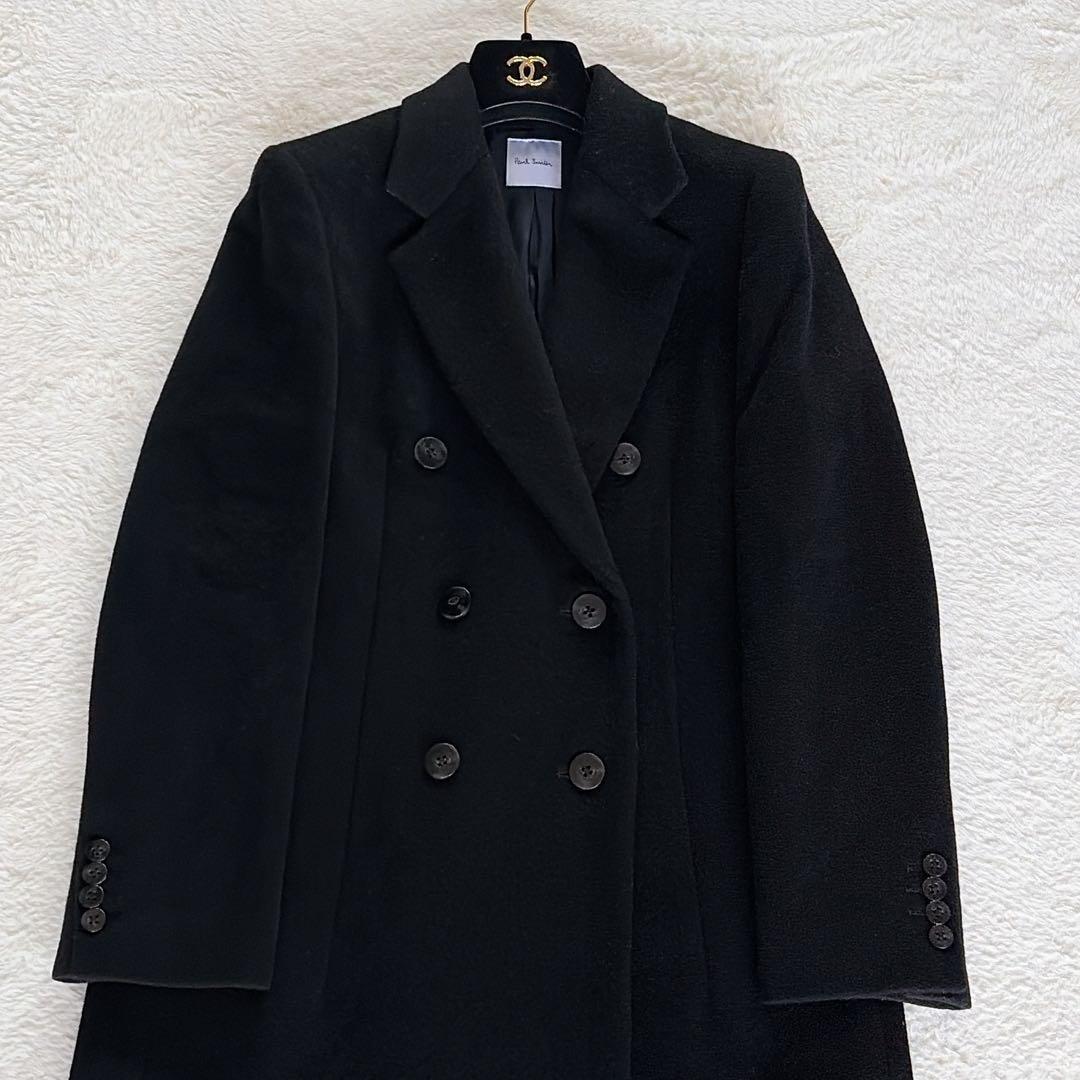 希少✨【ポールスミス】カシミヤ混ウールダブルチェスターロングコート ブラック38
