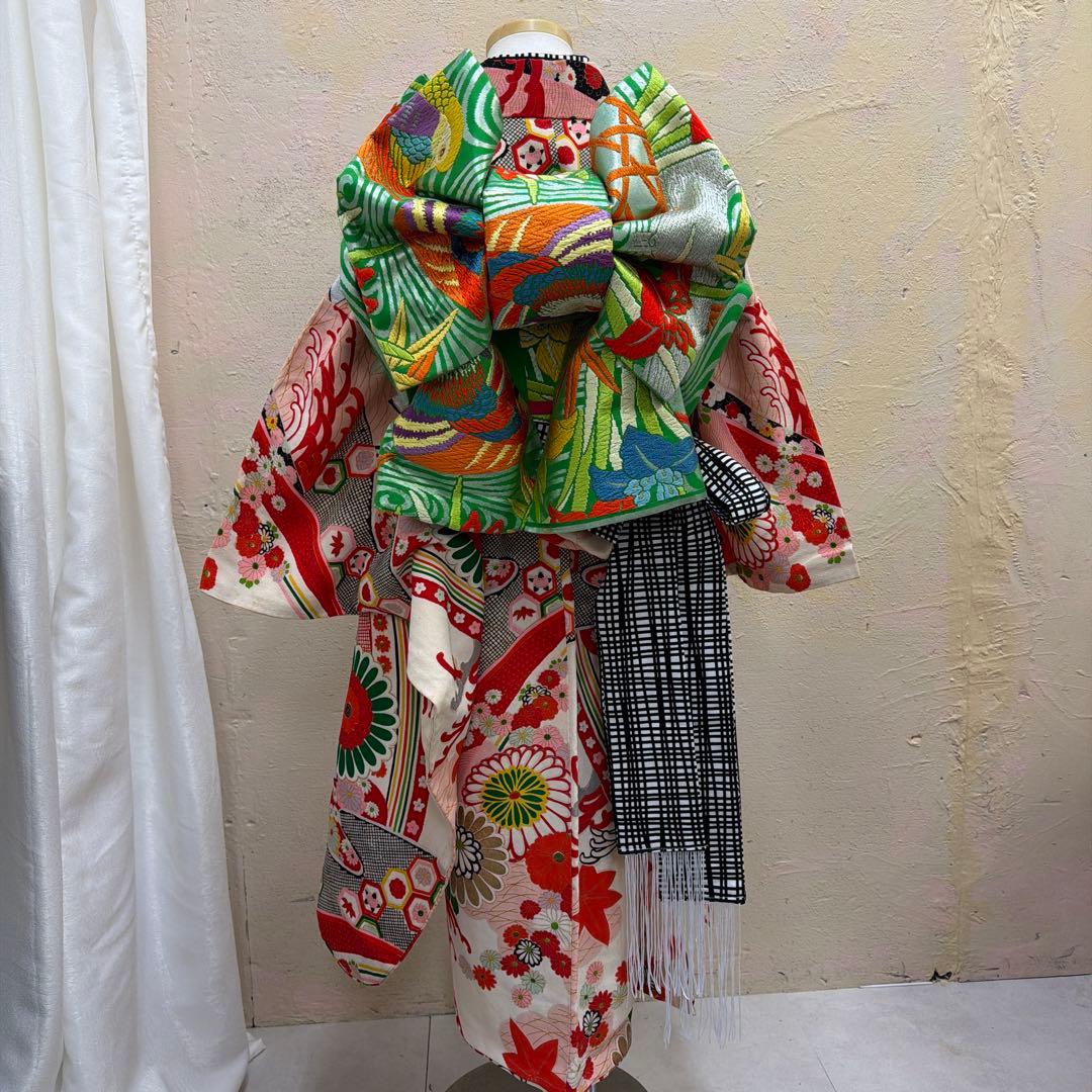 No.k003七五三 7歳 着物 フルセット レトロ柄