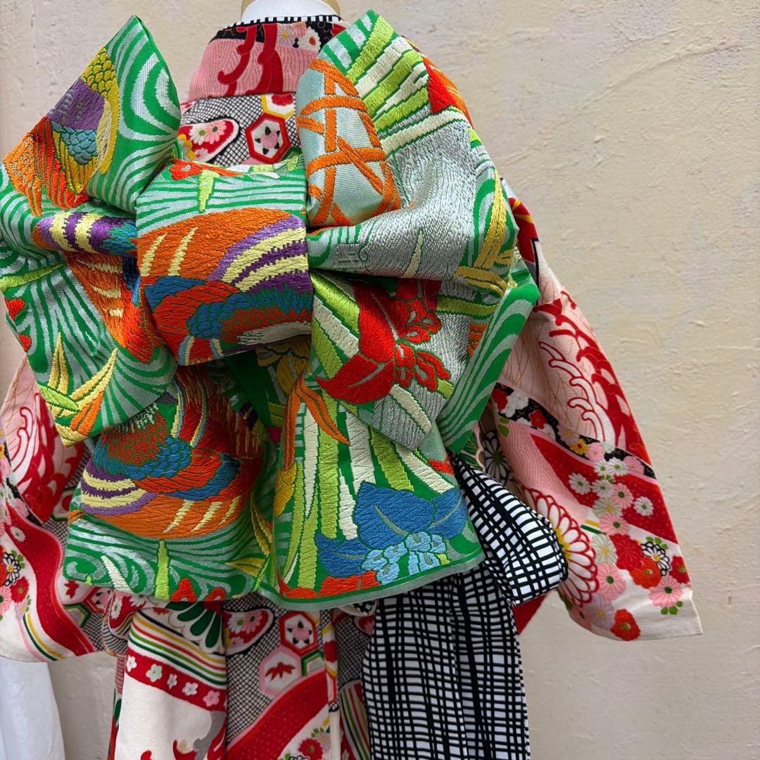 No.k003七五三 7歳 着物 フルセット レトロ柄