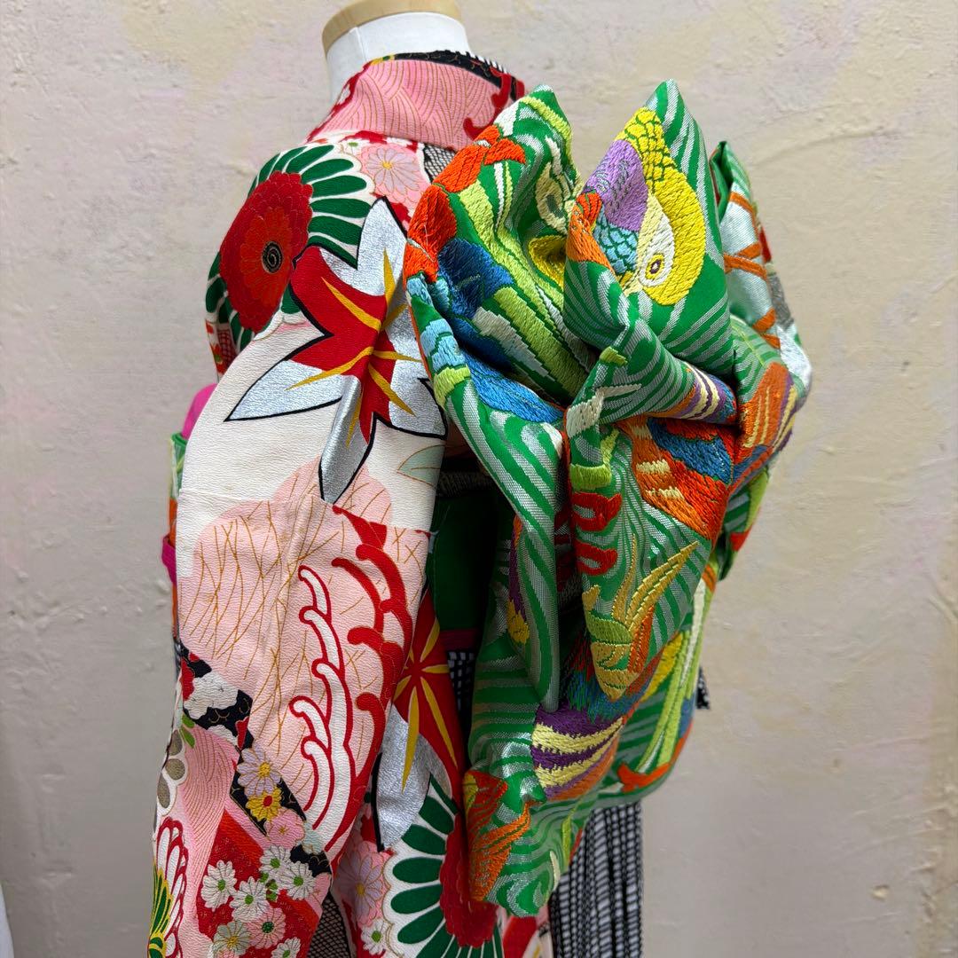 No.k003七五三 7歳 着物 フルセット レトロ柄