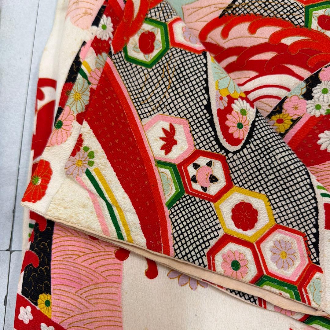 No.k003七五三 7歳 着物 フルセット レトロ柄