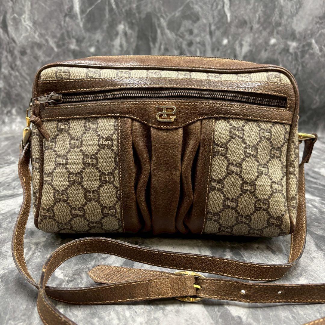 ✨美品✨GUCCI GG ショルダーバッグ ブラウン ベージュ 金具 レザー