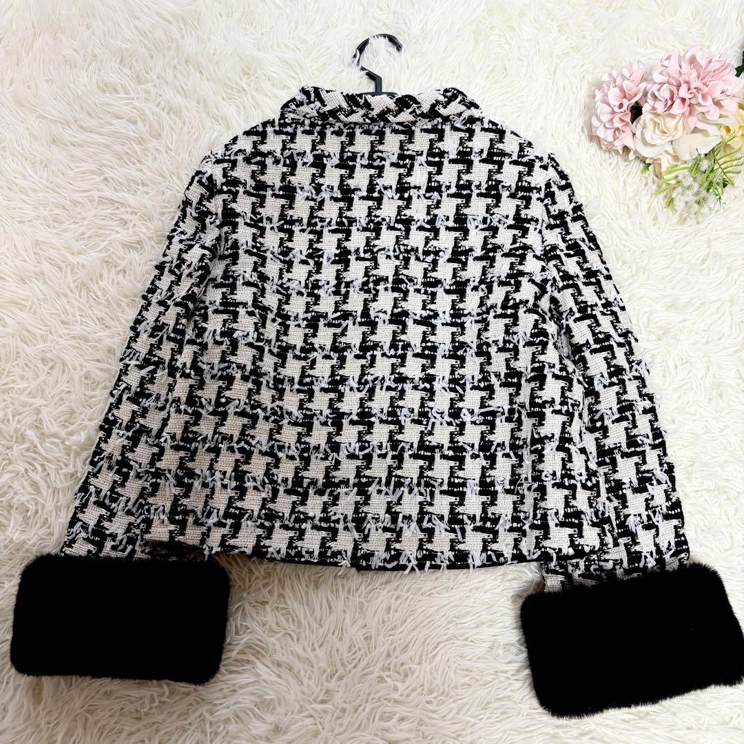 【未使用品】ファー取り外し可　リボン　エムズグレイシー　ツイード　ジャケット