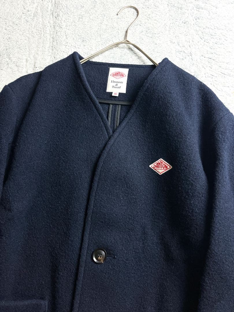 【DANTON】ダントン モッサウール ノーカラージャケット ネイビー 40