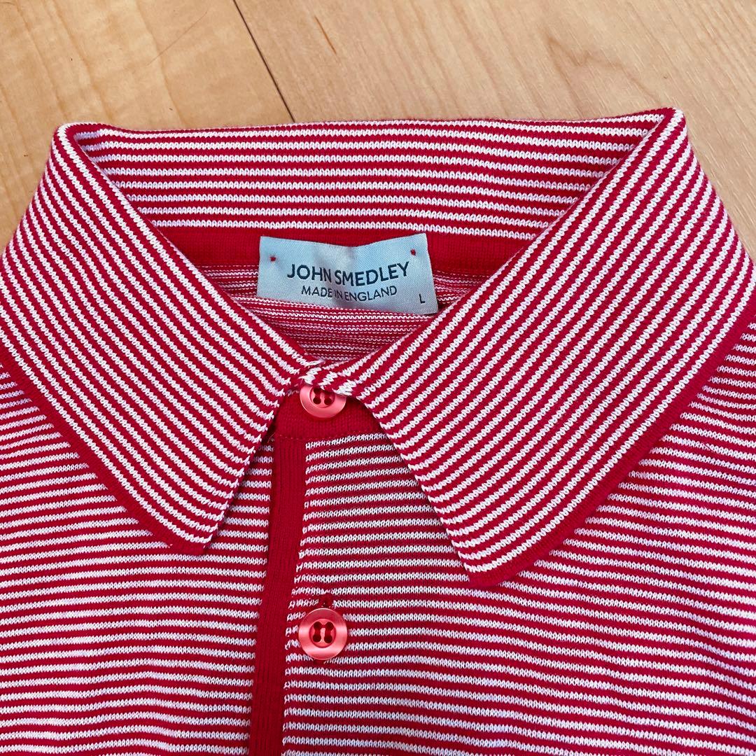 ジョンスメドレー　ボーダー　ポロシャツ　シーアイランドコットン　サイズL